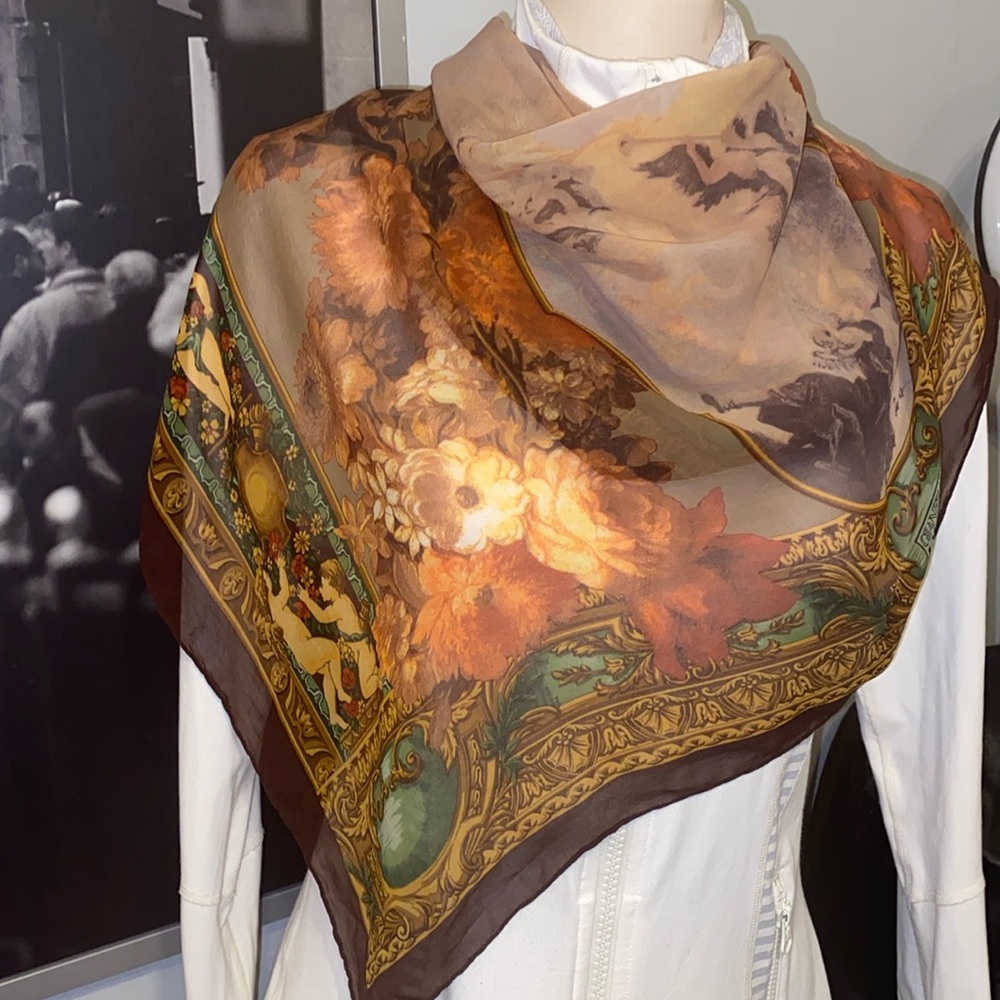 GianFranco Ferre Cherubim design square silk scarf